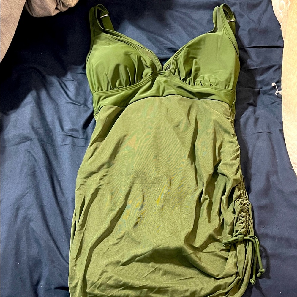 Green Ruched Swimsuit
